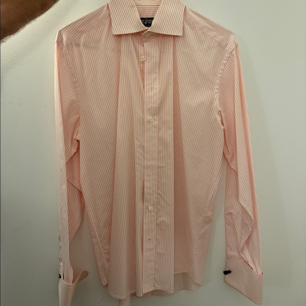 Cafe Coton pink and white French cuff shirt - size - 42/ 16 1/2